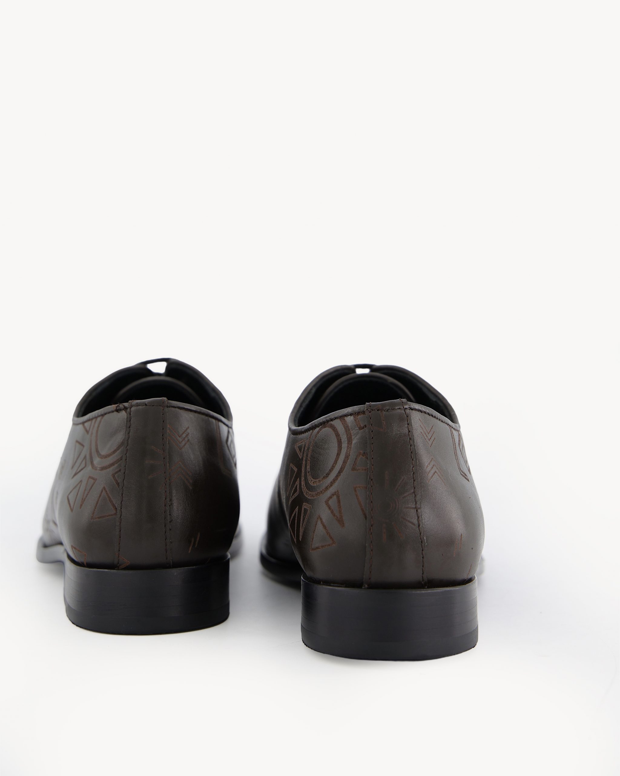 Shop Black Derby Shoe with Alkebulan Pattern | Deji & Kola