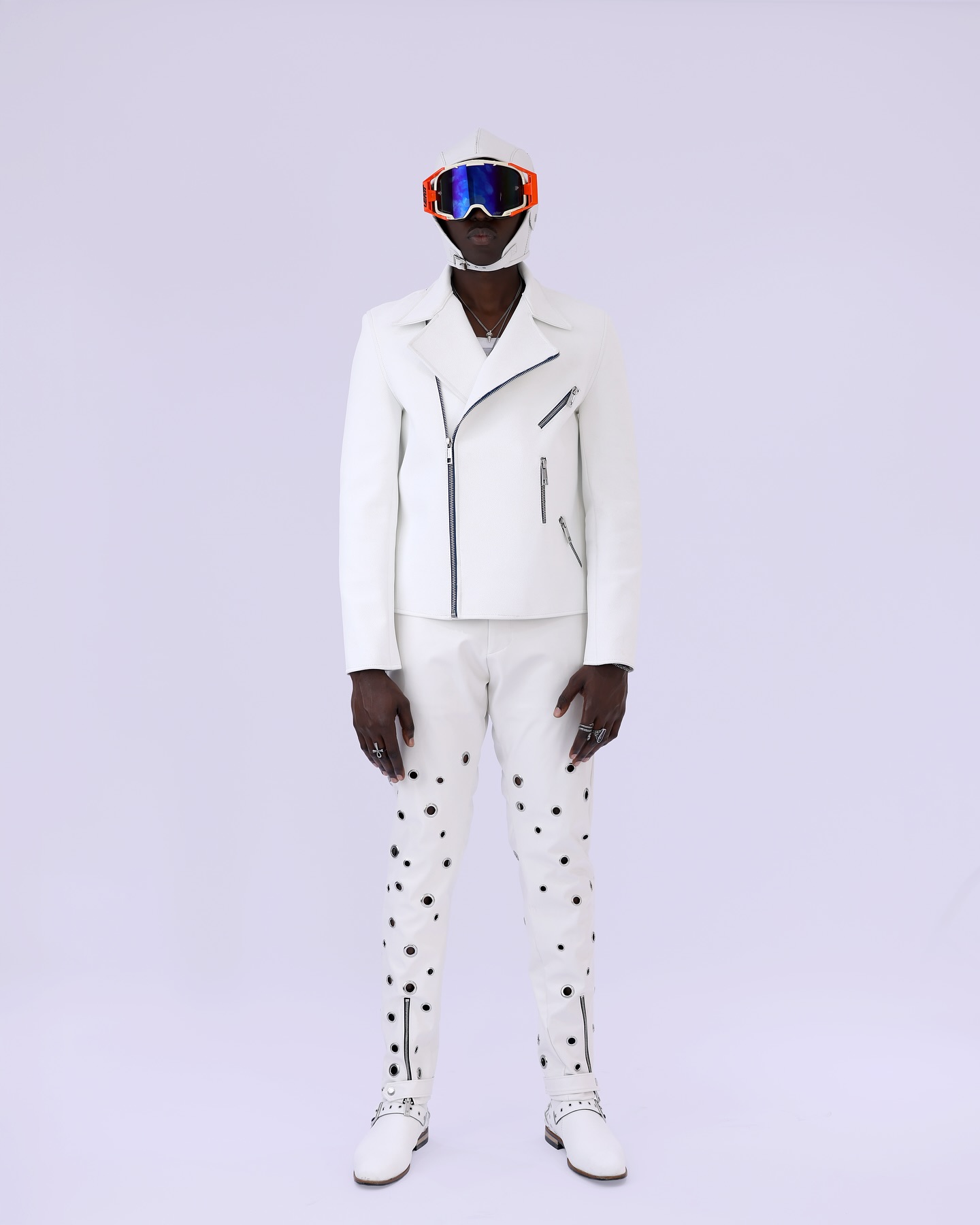 Shop White Grained Leather Pants – UC2-LK4 Pant | Deji & Kola