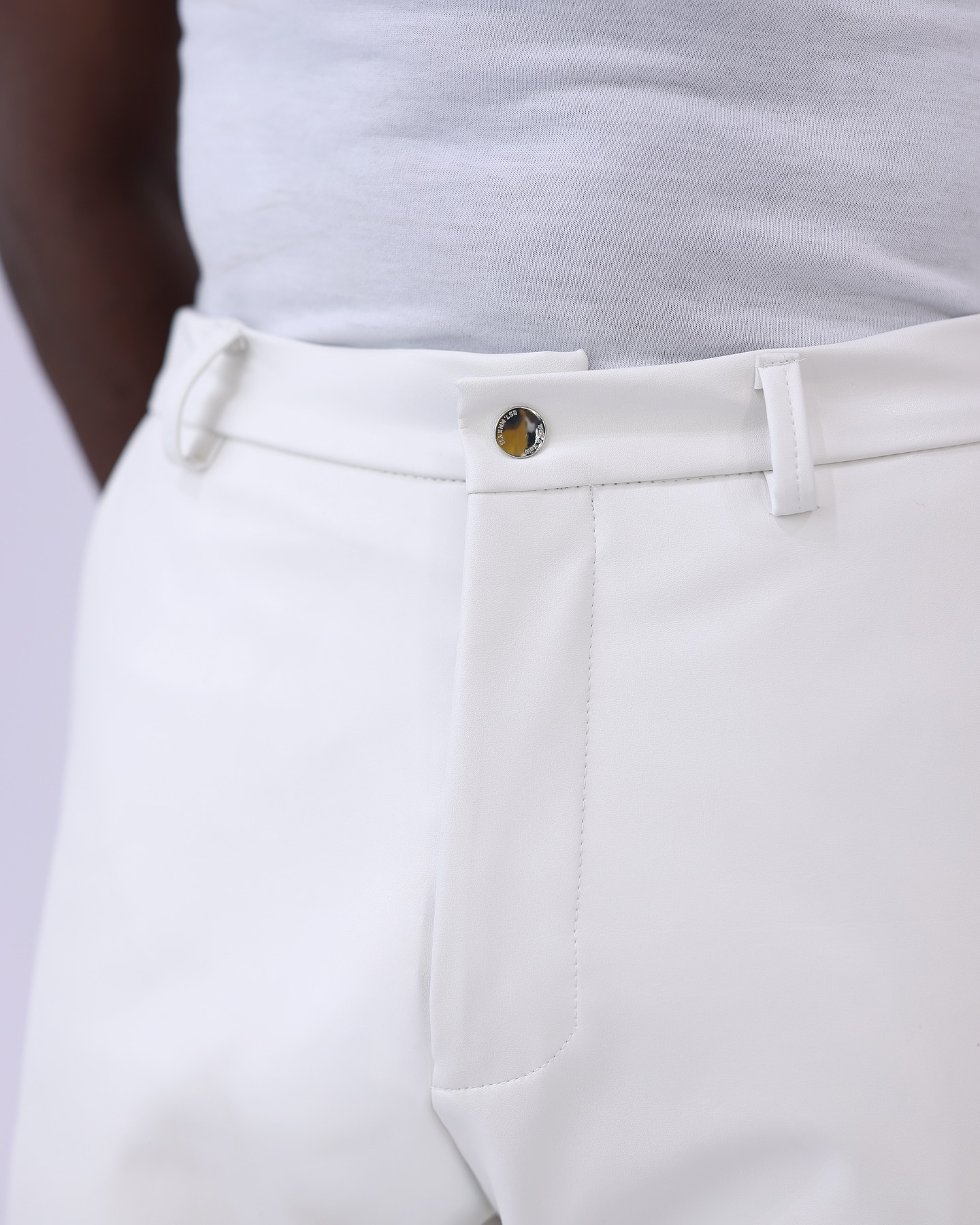Shop White Grained Leather Pants – UC2-LK4 Pant | Deji & Kola