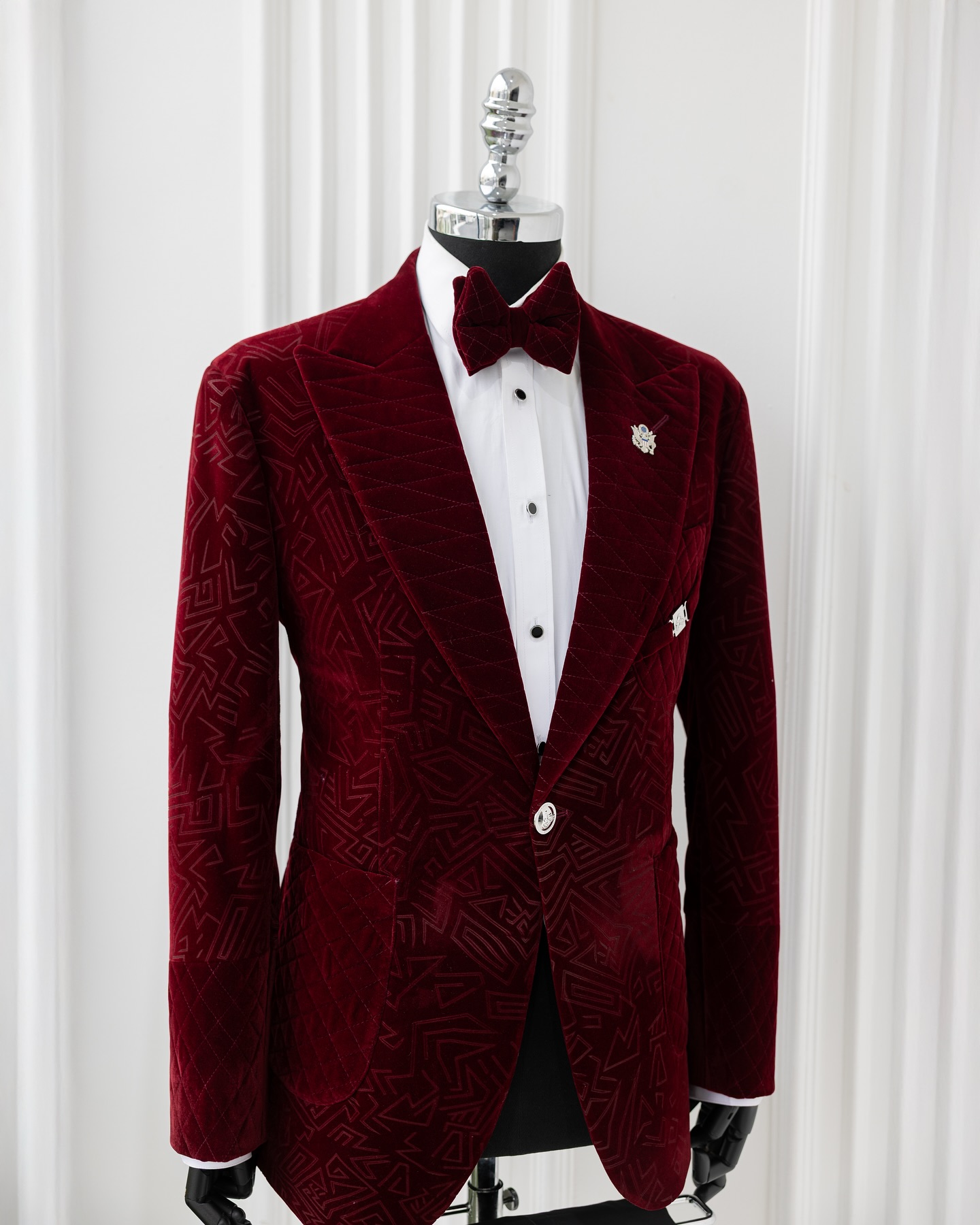 Shop Mahogany Red Velvet Smoking Jacket - Alkebulan Suit 3 | Deji & Kola