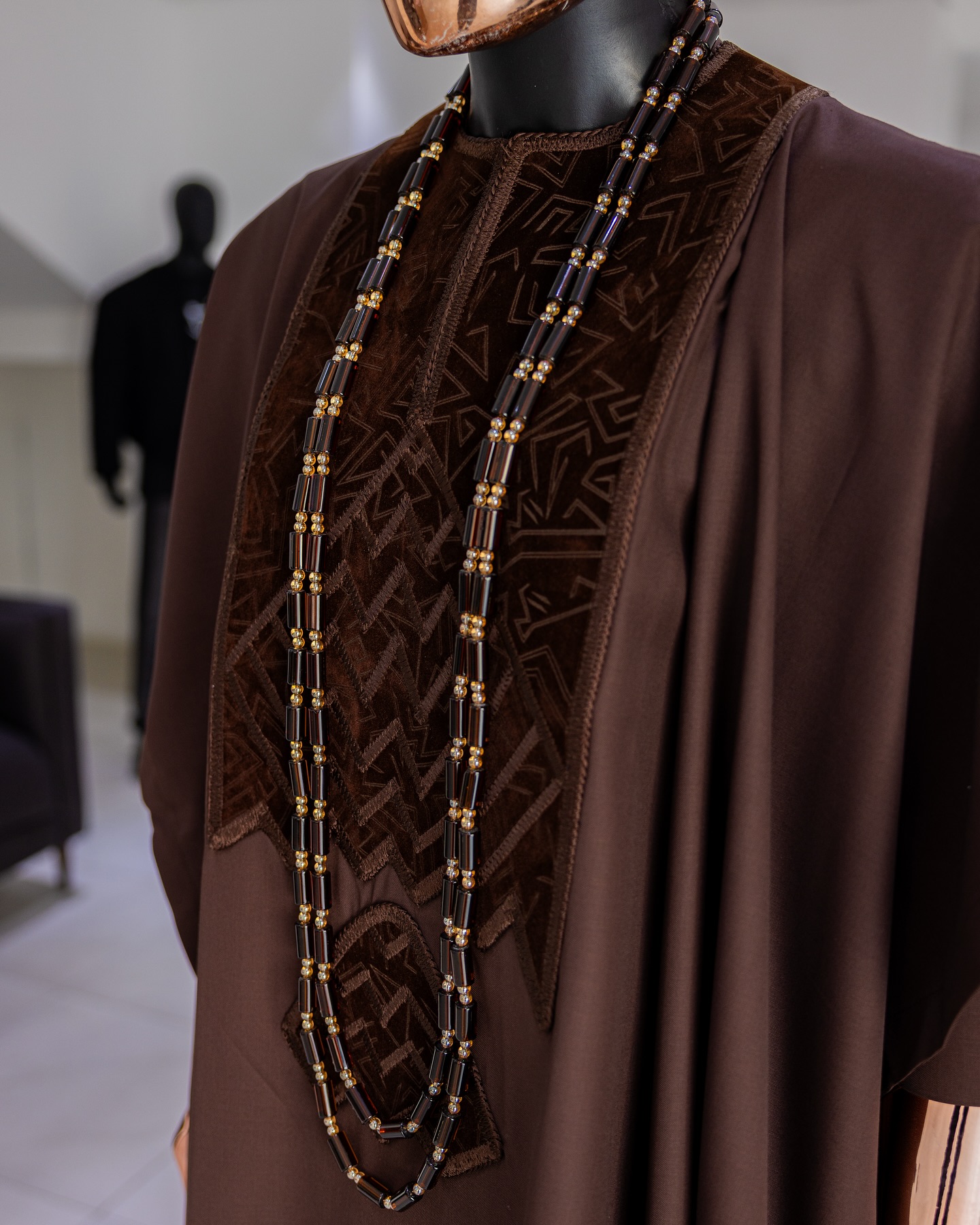 Shop Chocolate Brown Alkebulan Agbada Set | Deji & Kola