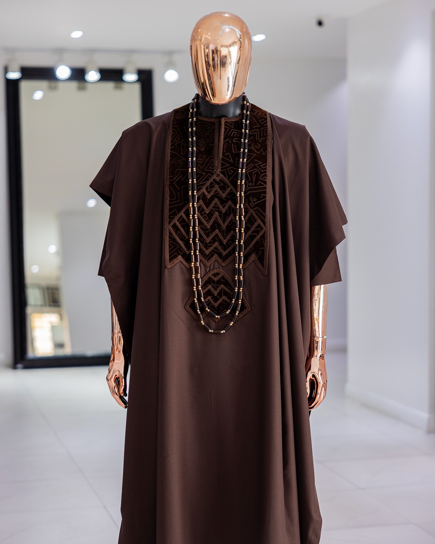 Shop Chocolate Brown Alkebulan Agbada Set | Deji & Kola