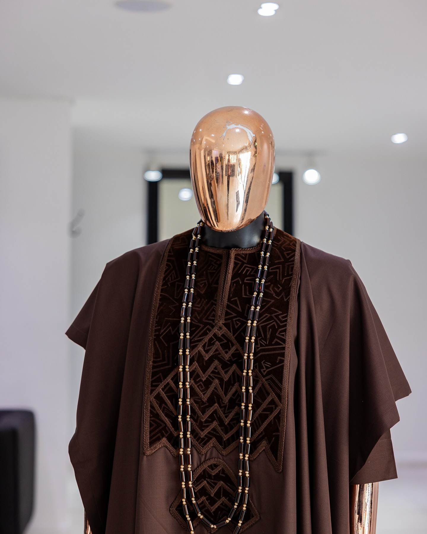 Shop Chocolate Brown Alkebulan Agbada Set | Deji & Kola