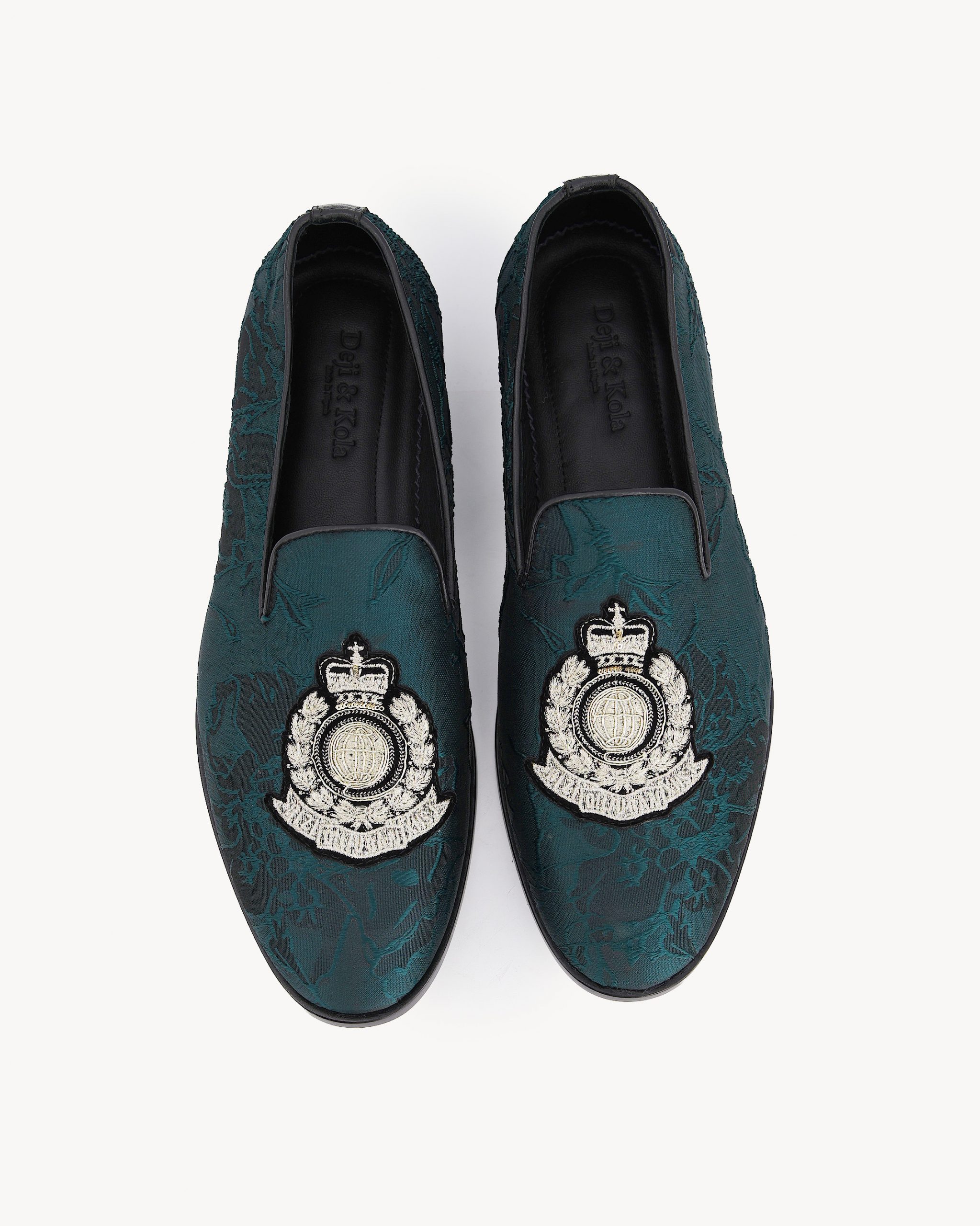 Shop Green Jacquard with Gold-tone badge | Deji & Kola