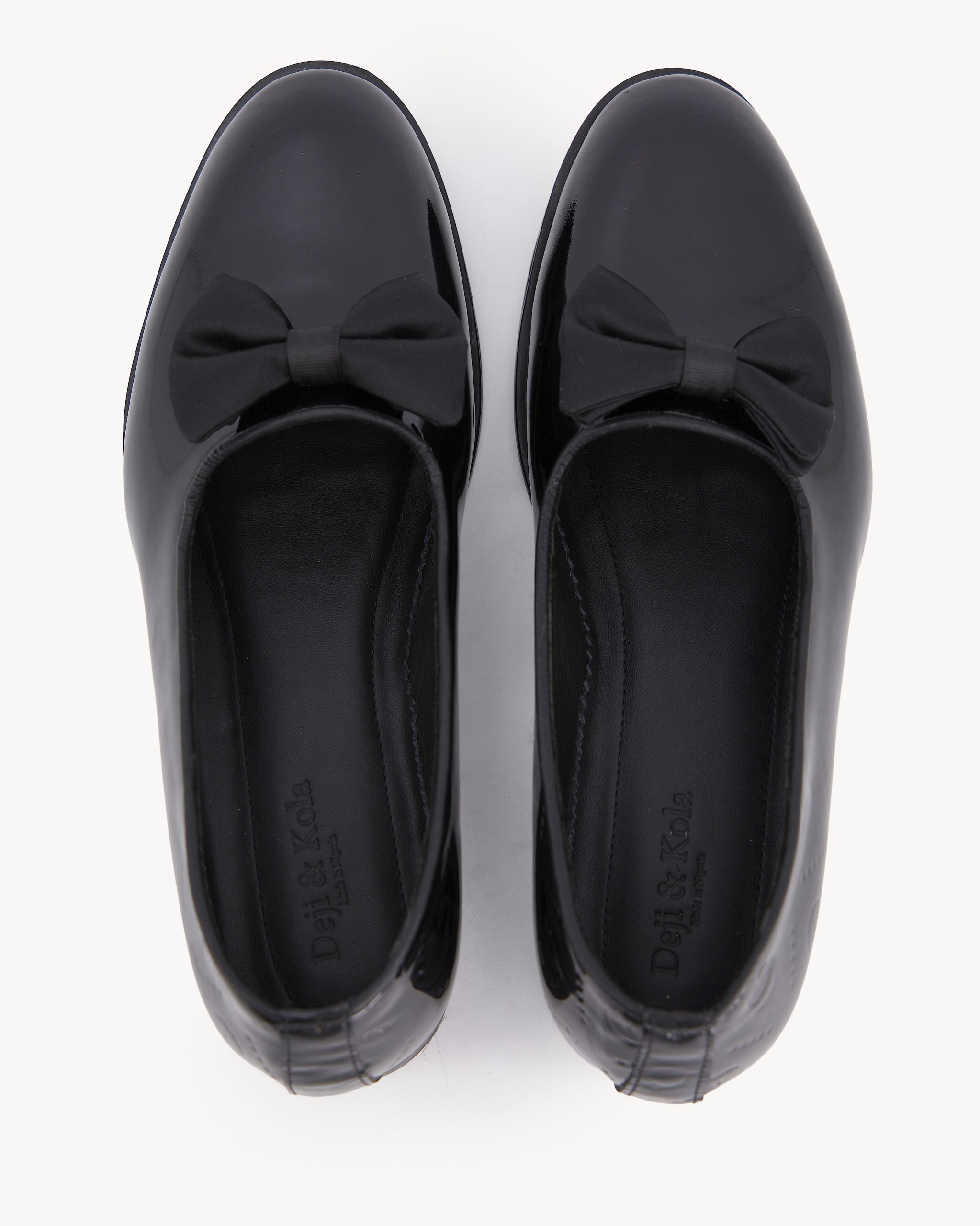 Shop Glossy Black Loafer with Bow Detail – DKLF 29| Deji & Kola