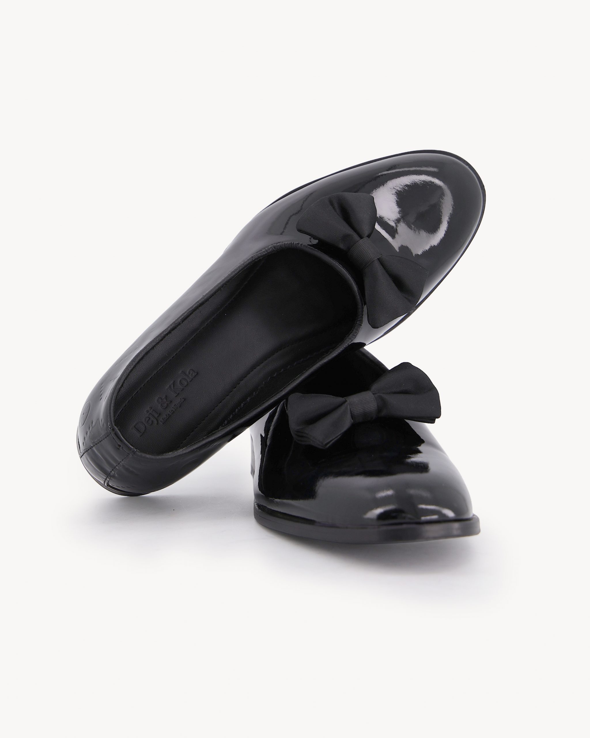 Shop Glossy Black Loafer with Bow Detail – DKLF 29| Deji & Kola