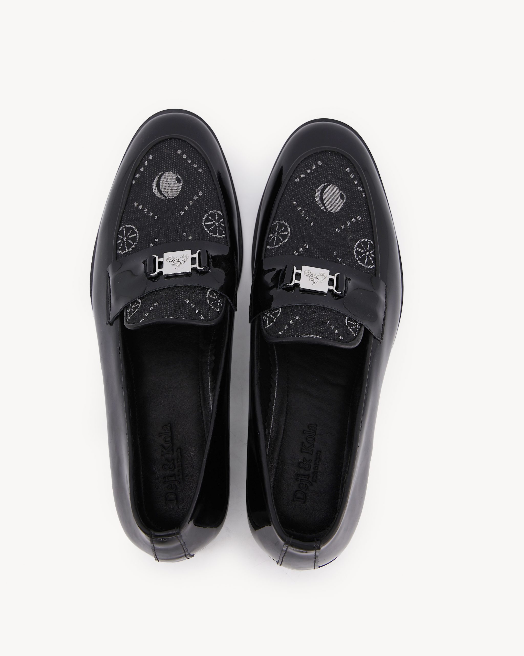 Shop Black Signature Loafer glossy with Monogram | Deji & Kola