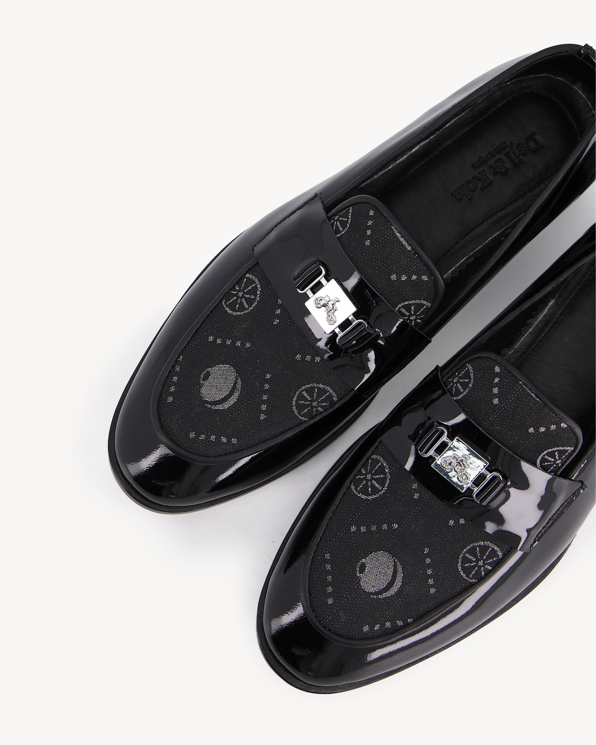 Shop Black Signature Loafer glossy with Monogram | Deji & Kola