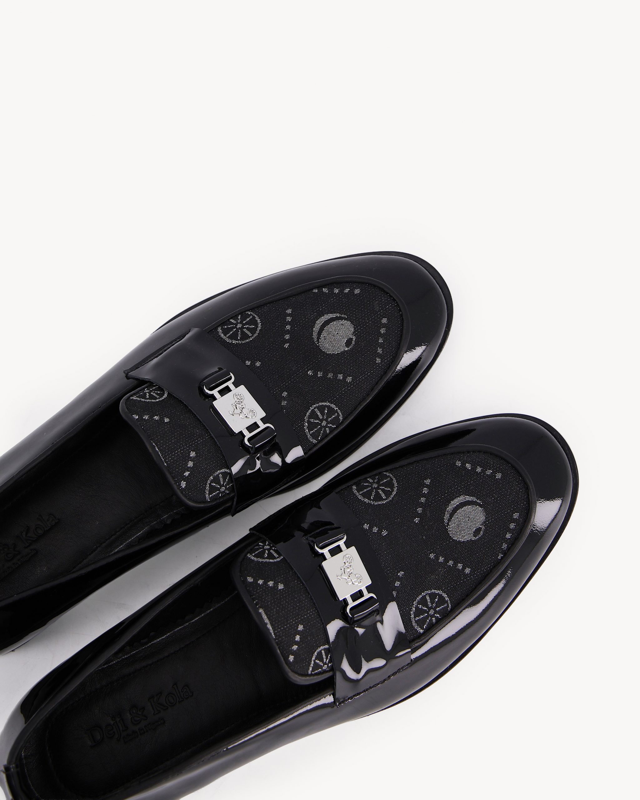 Shop Black Signature Loafer glossy with Monogram | Deji & Kola