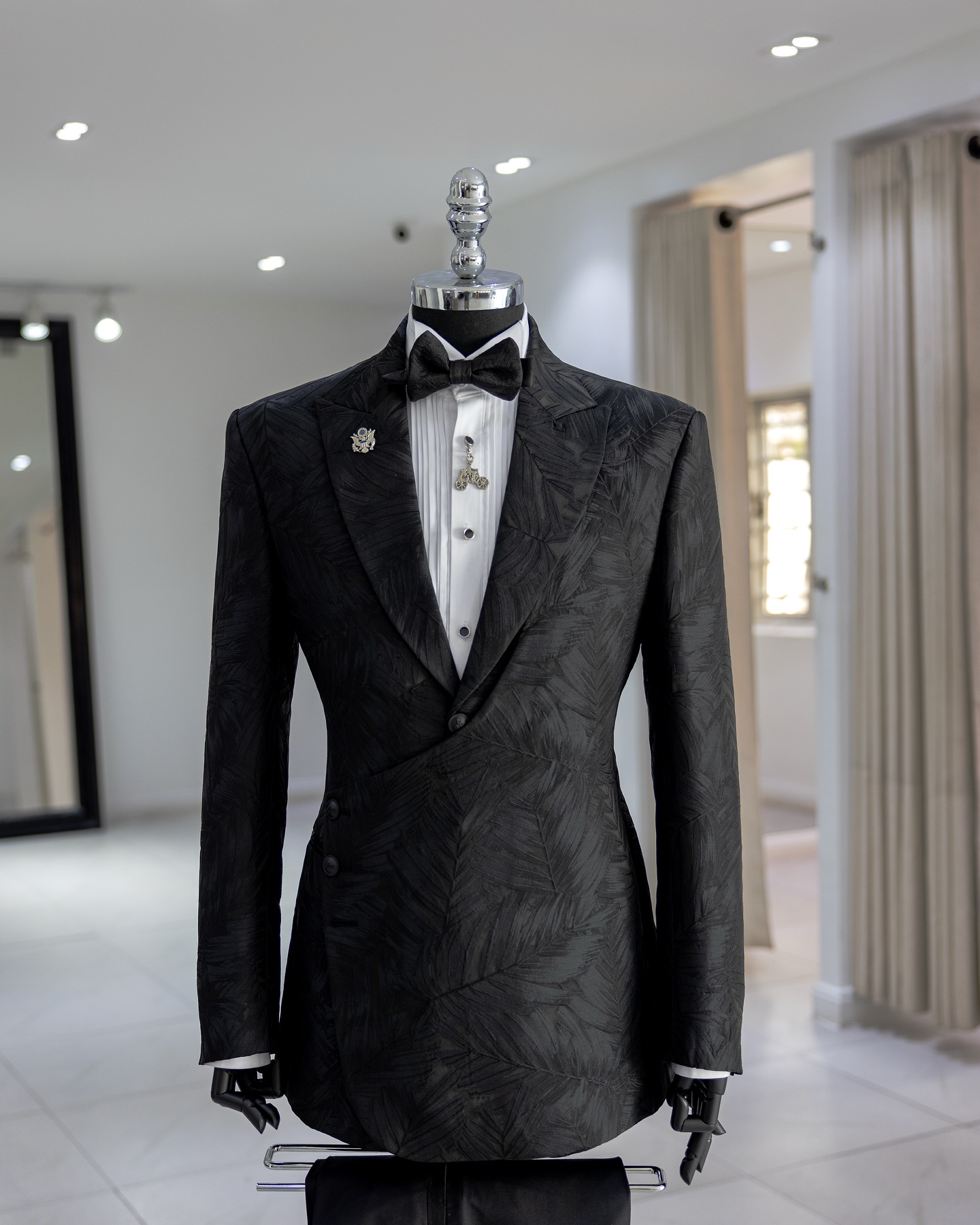 Shop Black Jacquard Wrap for Men - Cedar Suit | Deji & Kola