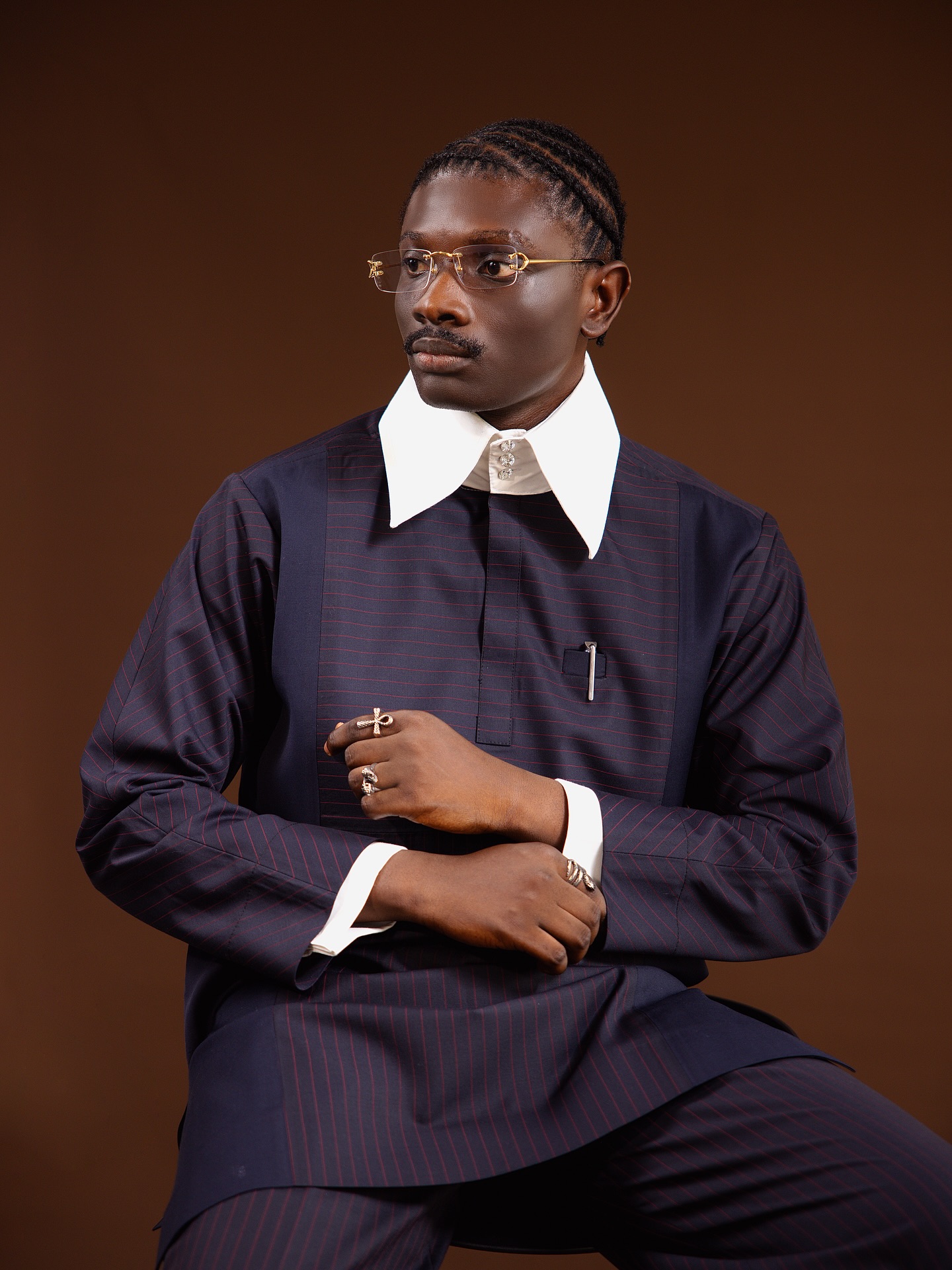 Buy BMITH TradX Navy blue Stripe Xkaftan | Deji & Kola