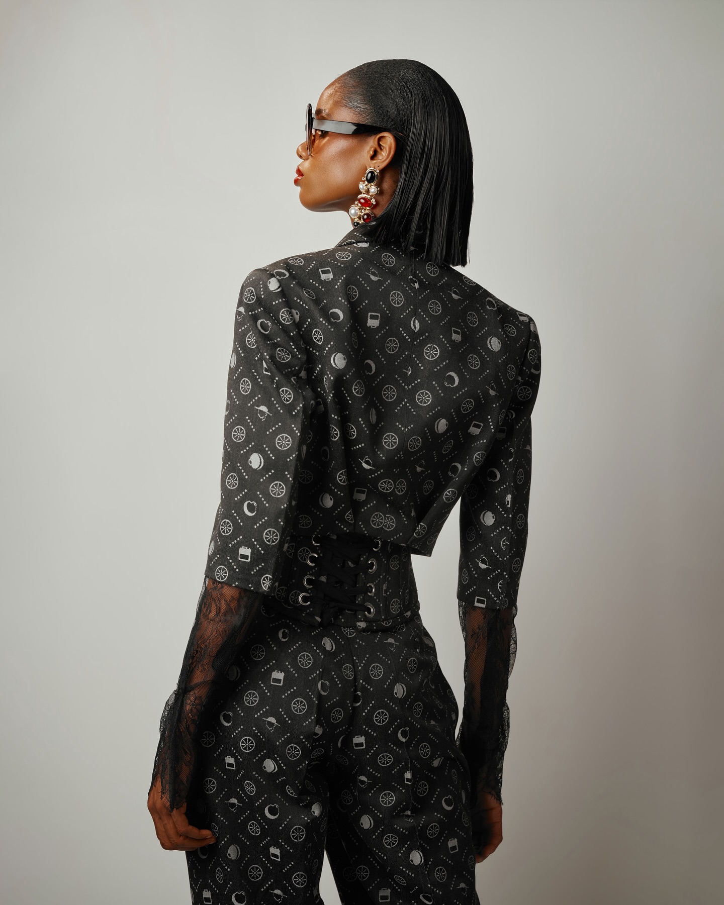 Buy Monochrome Crop Jacket Set and Corset | Deji&Kola