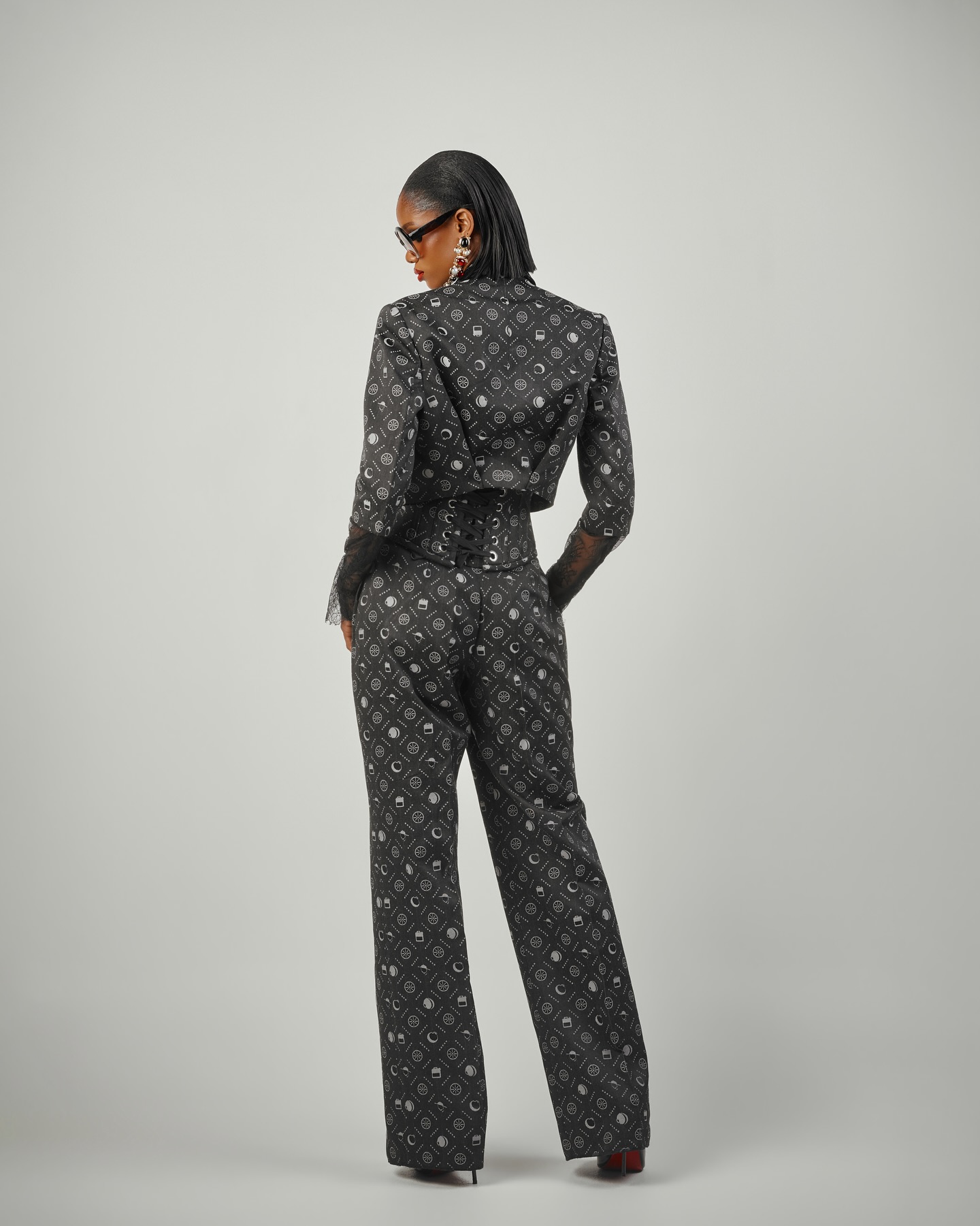 Buy Monochrome Crop Jacket Set and Corset | Deji&Kola