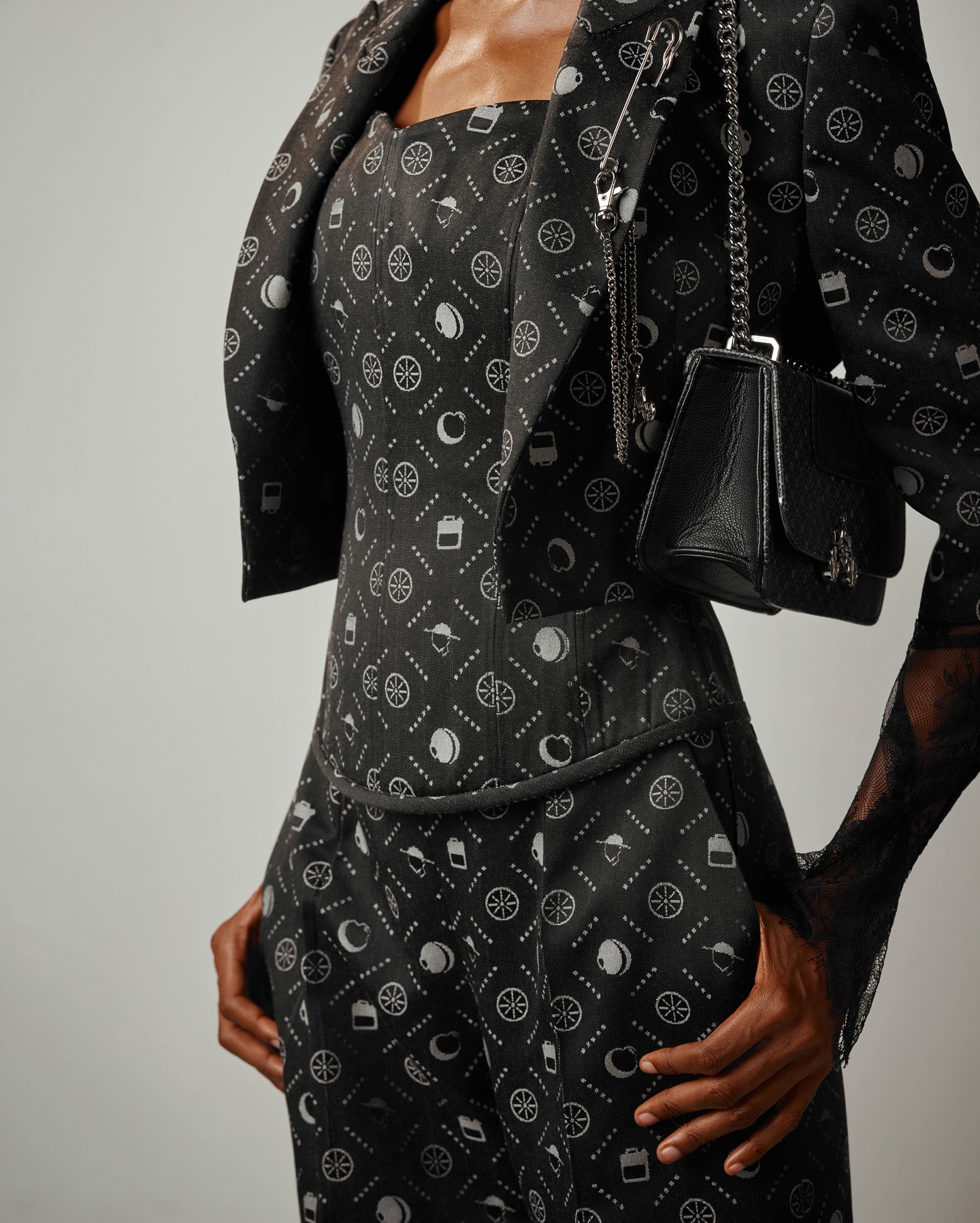 Buy Monochrome Crop Jacket Set and Corset | Deji&Kola