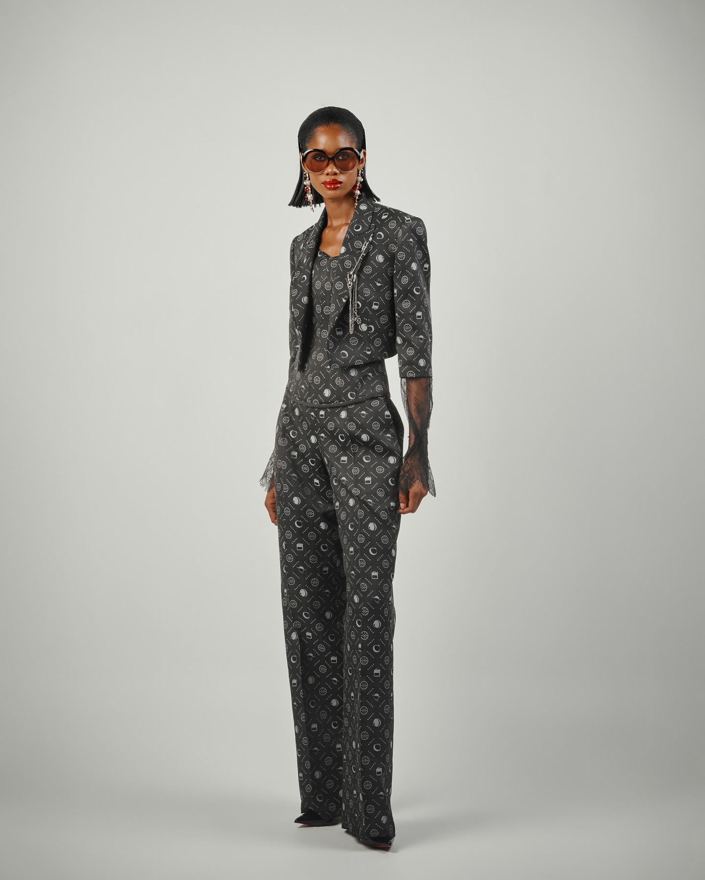 Buy Monochrome Crop Jacket Set and Corset | Deji&Kola