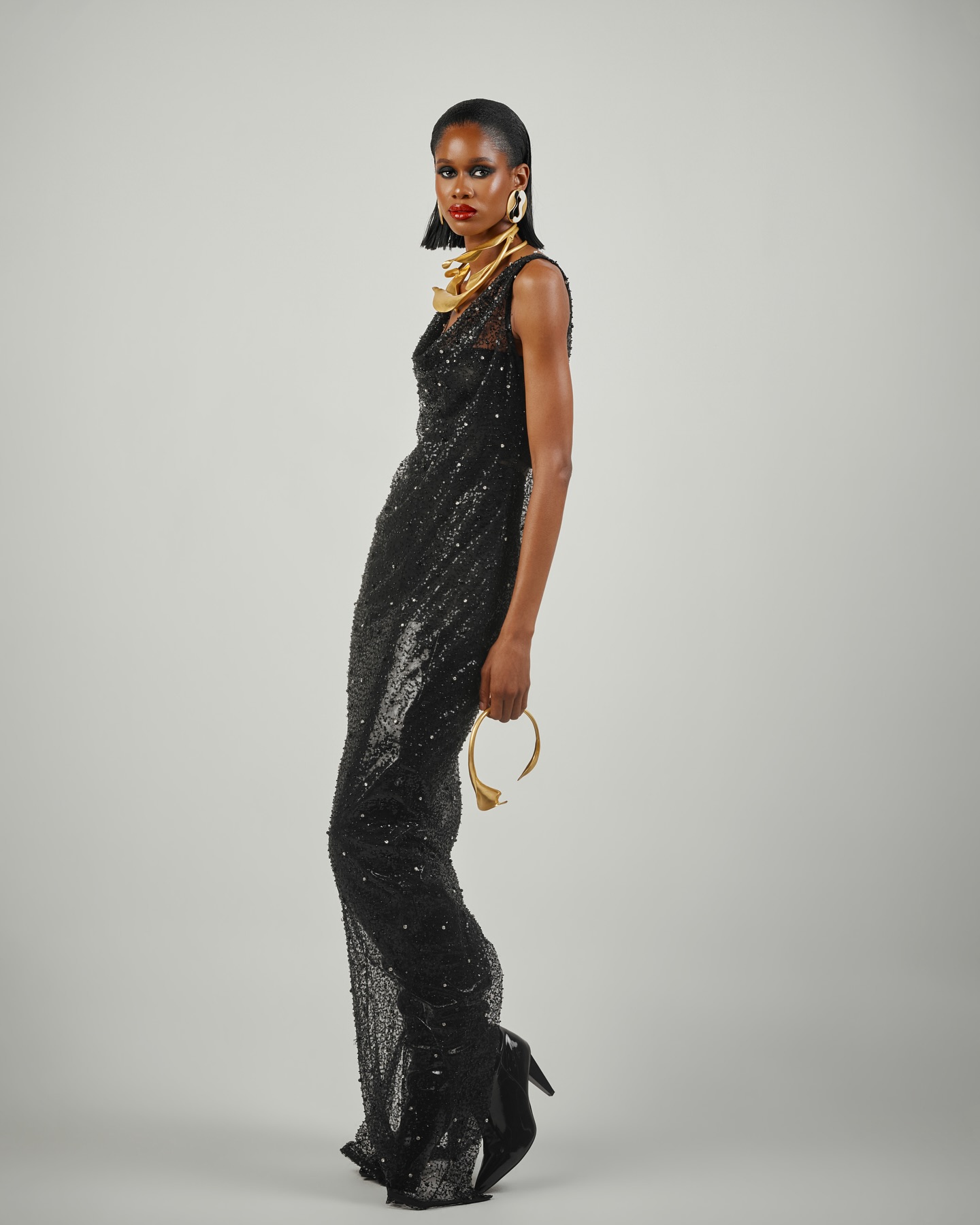 Buy Black Beaded Dress, A-Line Dress Women | Deji&Kola