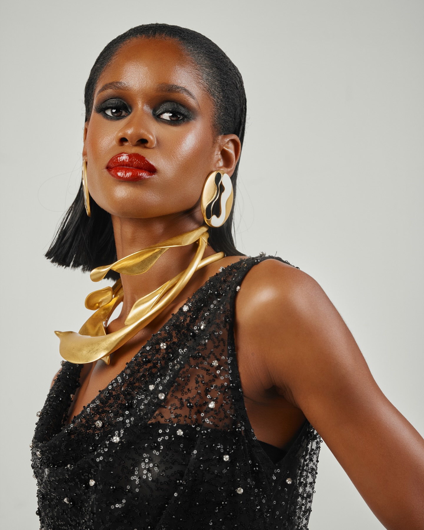 Buy Black Beaded Dress, A-Line Dress Women | Deji&Kola