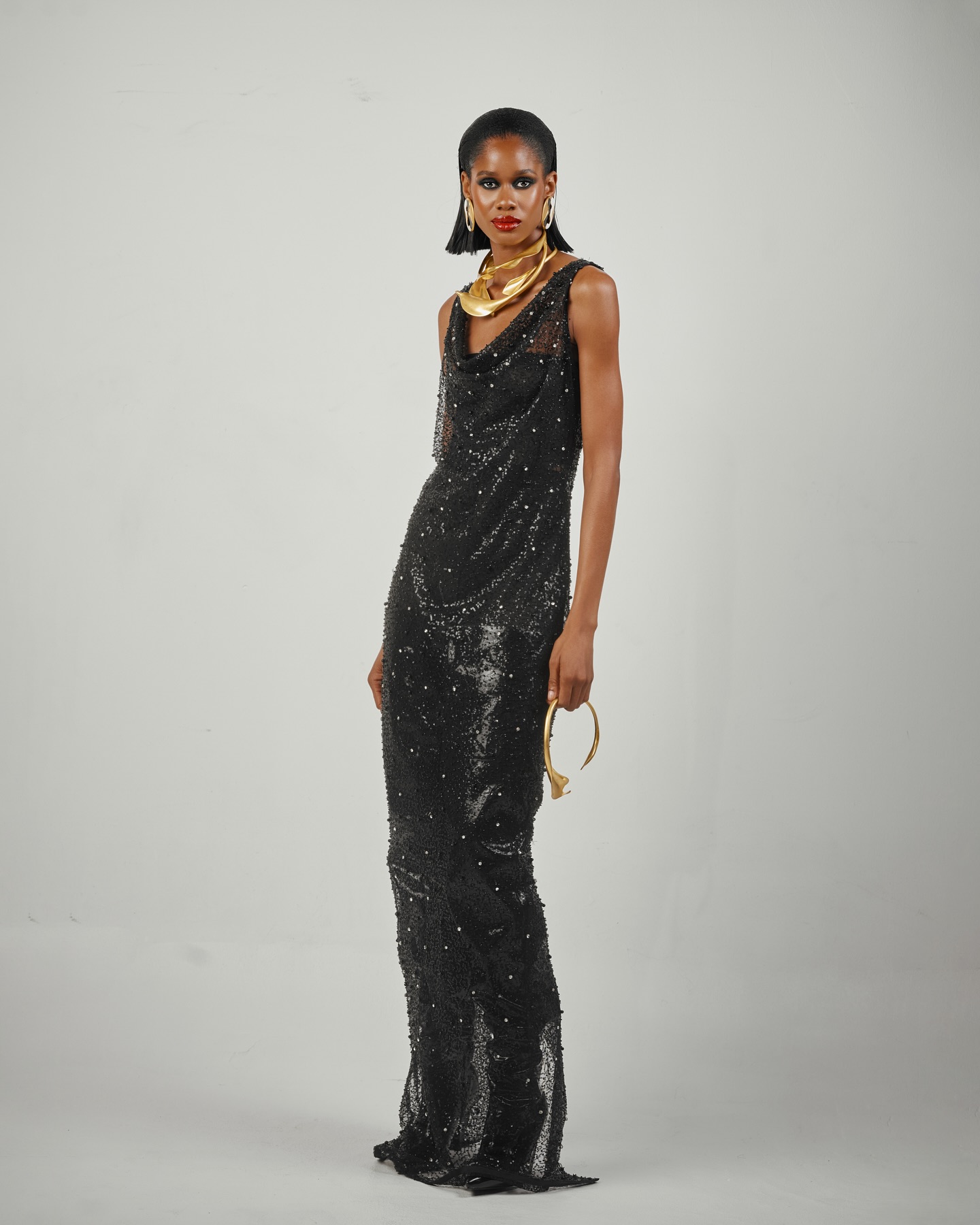 Buy Black Beaded Dress, A-Line Dress Women | Deji&Kola