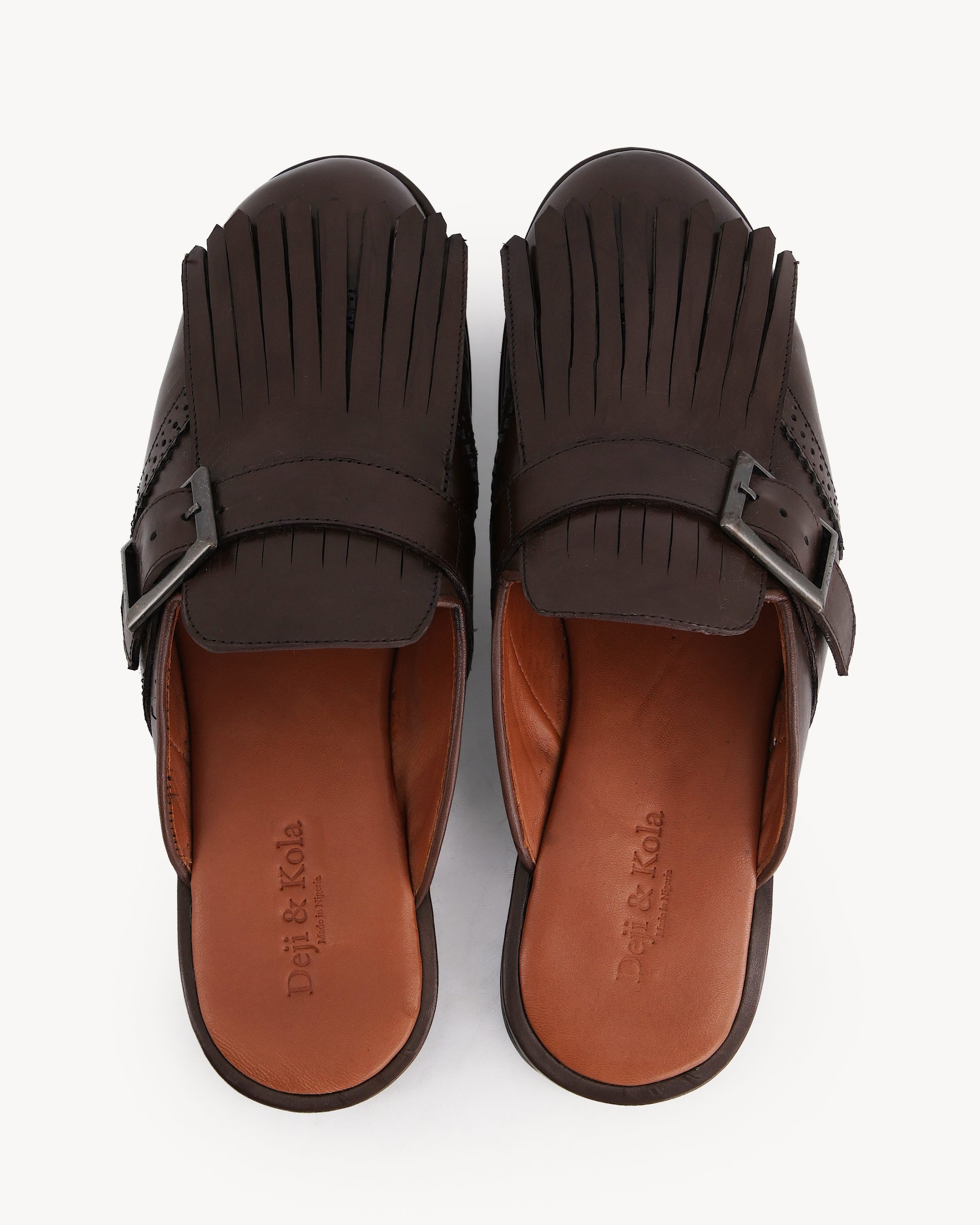 Shop Dark Brown Fringe Leather for Men| Deji & Kola