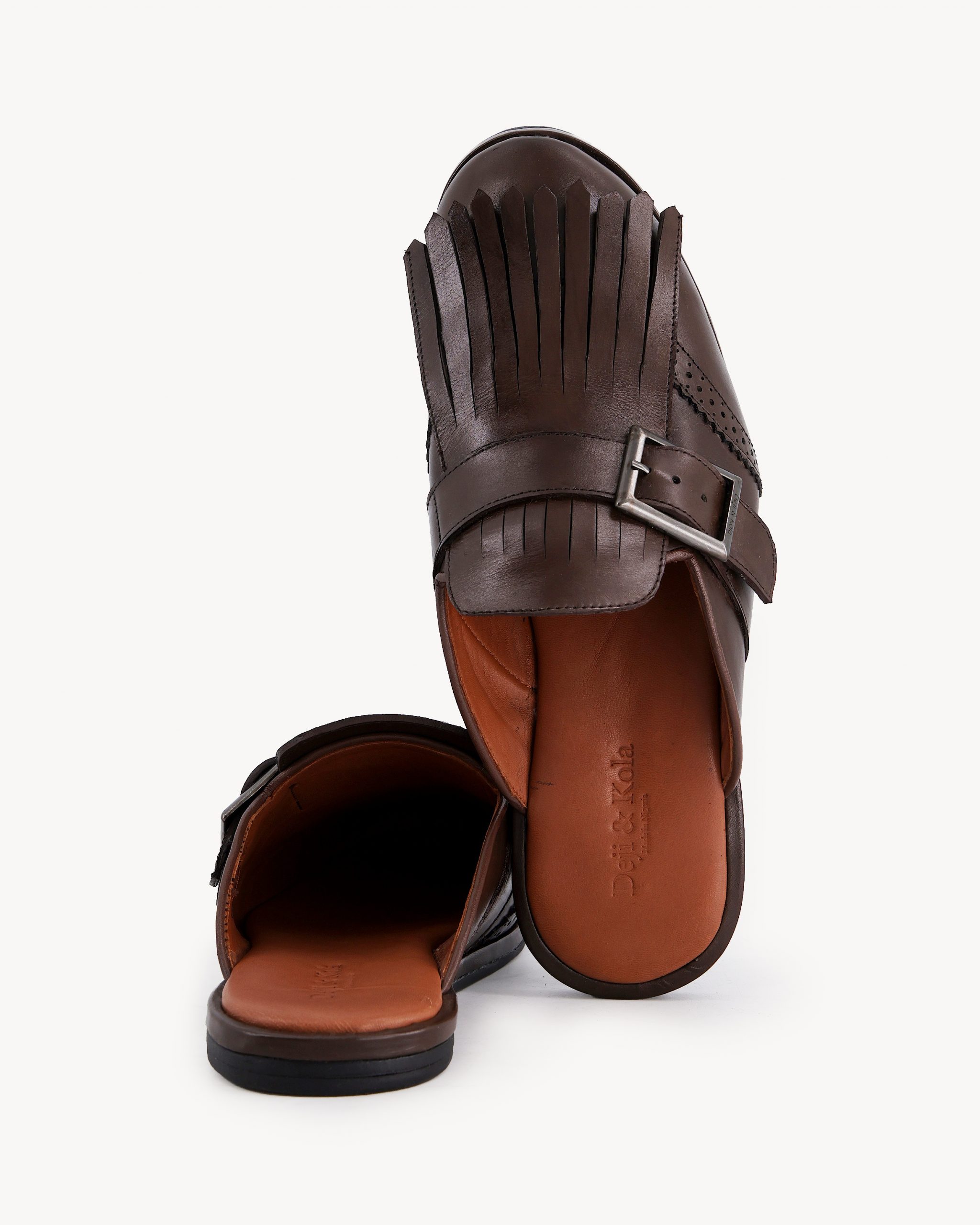 Shop Dark Brown Fringe Leather for Men| Deji & Kola
