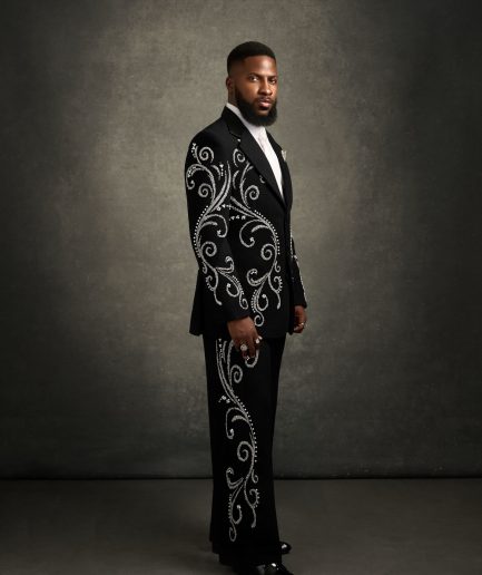 The "Pearls & Crystal" – Black Tuxedo Suit Embellished with Pearls