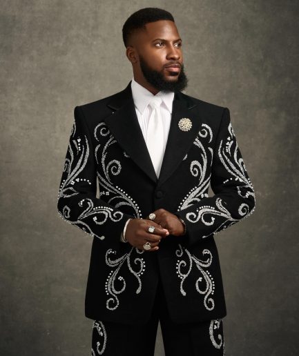 The "Pearls & Crystal" – Black Tuxedo Suit Embellished with Pearls