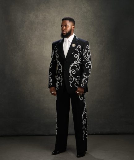 The "Pearls & Crystal" – Black Tuxedo Suit Embellished with Pearls