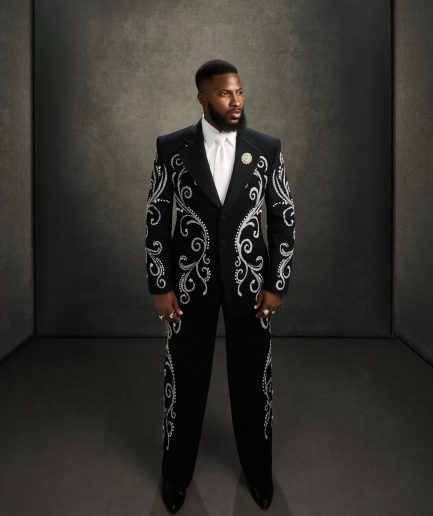 The "Pearls & Crystal" – Black Tuxedo Suit Embellished with Pearls