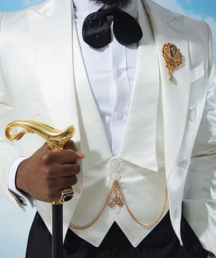 The "Ivory Satin" – Ivory White Cropped Suit