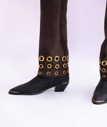 The "RAS-19" – Brown Layered Safari Suit with Gold Eyelet