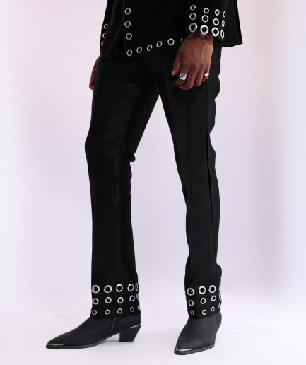 The "RAS-19" – Black Layered Safari Suit with Silver Eyelet