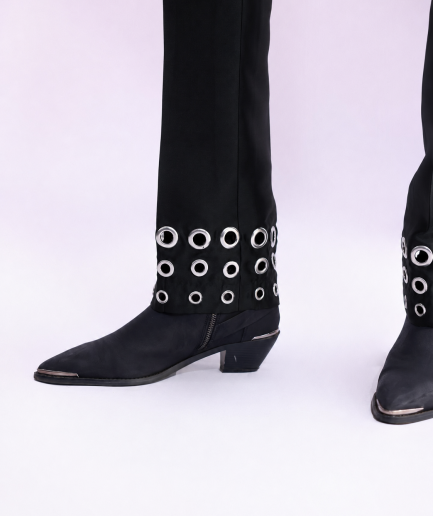 The "RAS-19" – Black Layered Safari Suit with Silver Eyelet