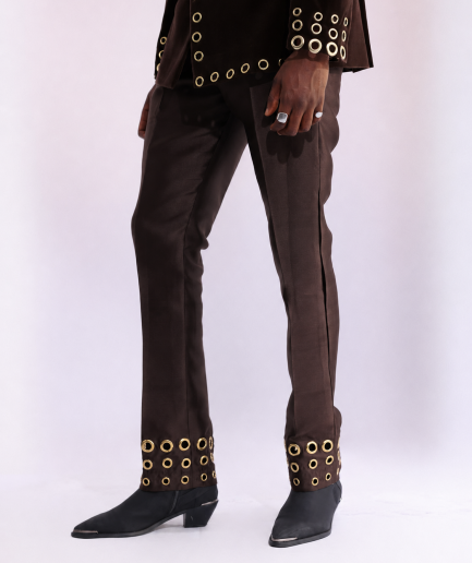The "RAS-19" – Brown Layered Safari Suit with Gold Eyelet