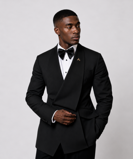 The "Monarch" – Black Shawl Lapel Tuxedo