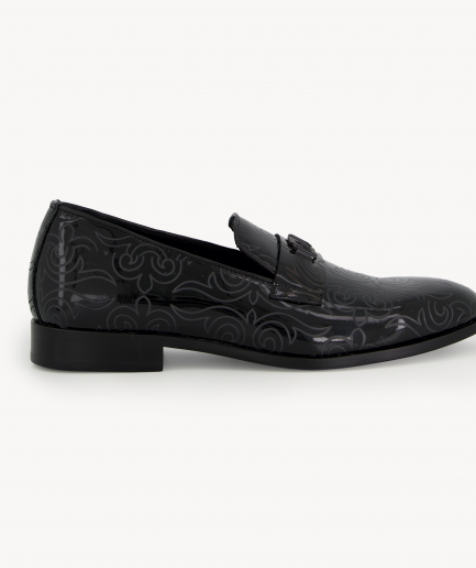 A Black Patent Leather Loafer