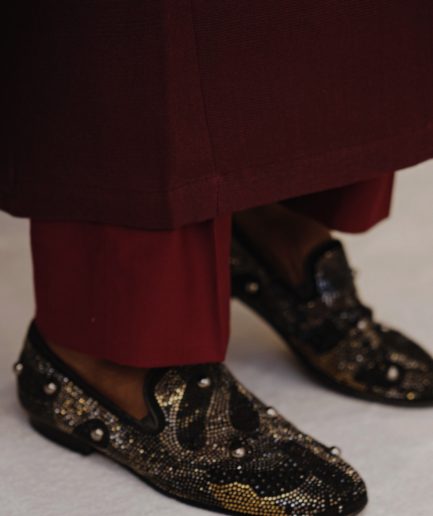 Burgundy Embroidered Agbada