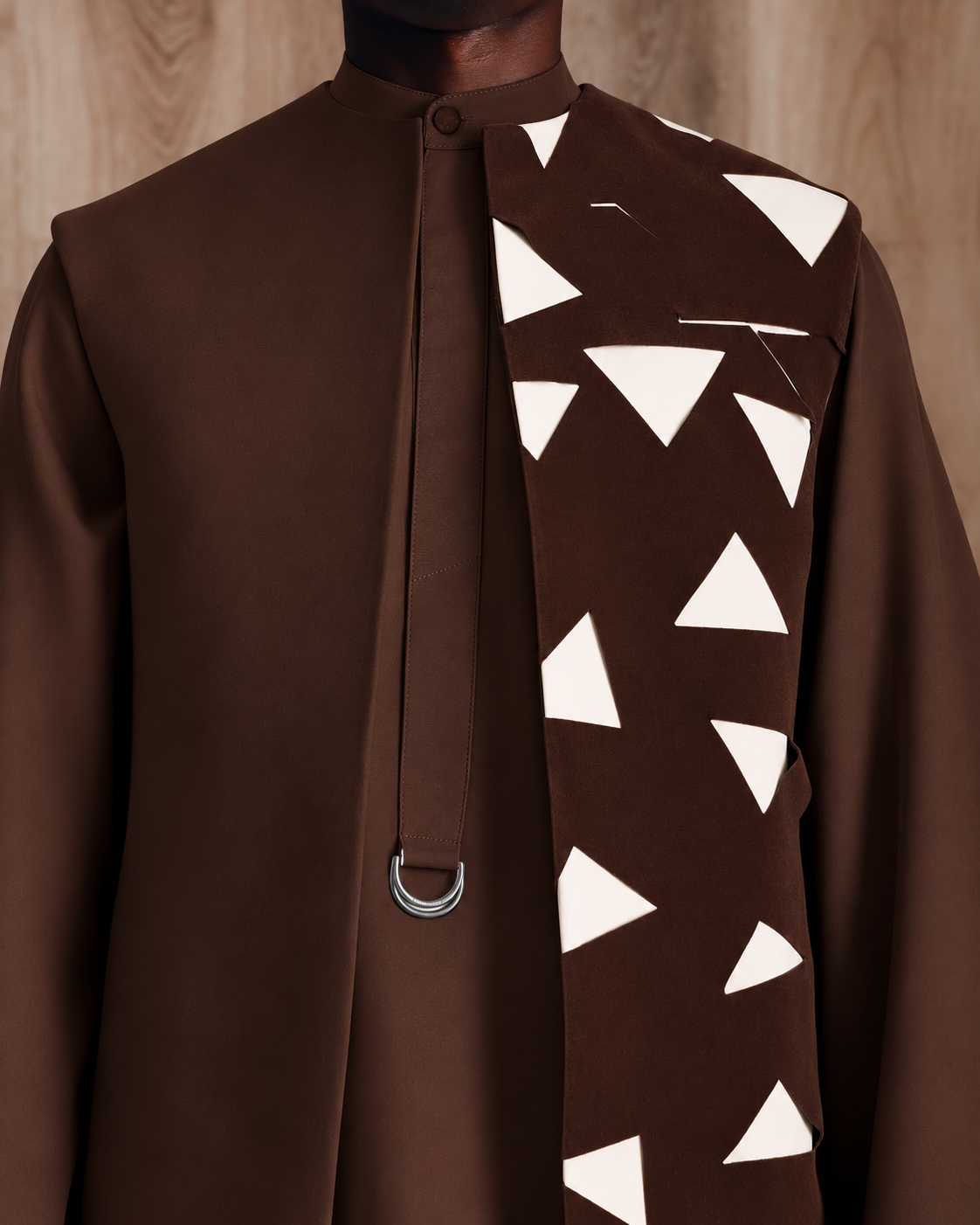 Shop Laser Cut Dark Brown Kimono - Deji & Kola Dark Brown Kimono