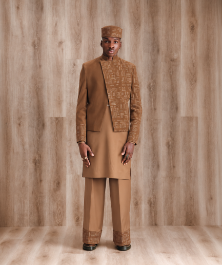 A Light Brown velvet jacket with kaftan
