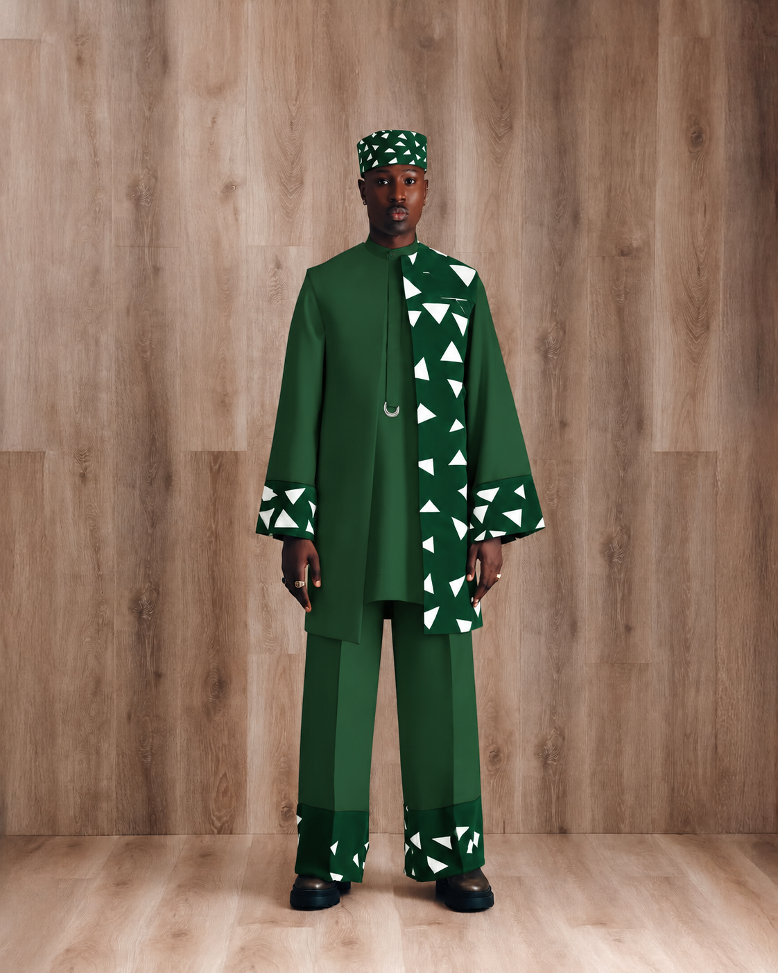 Shop Laser Cut Green Kimono - Deji & Kola Green Kimono