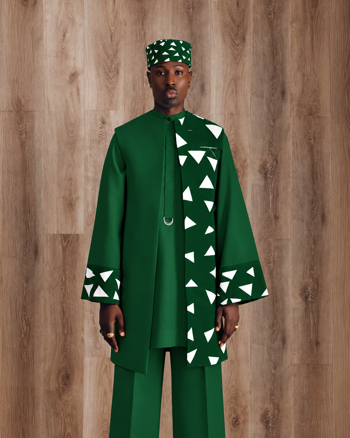 Shop Laser Cut Green Kimono - Deji & Kola Green Kimono