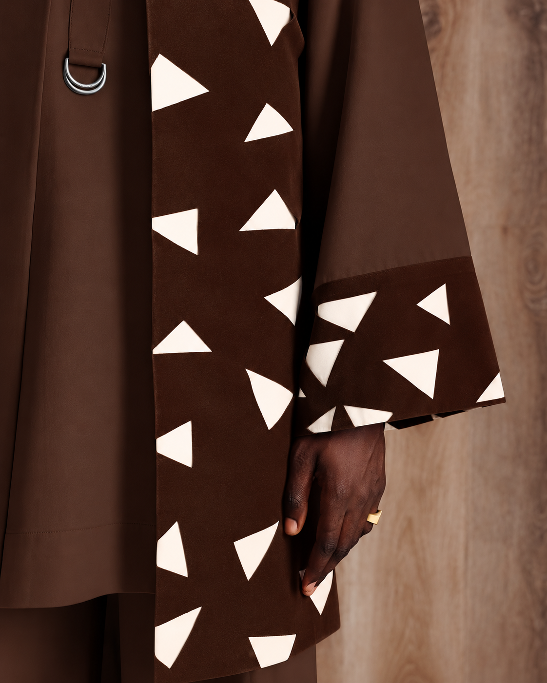 Shop Laser Cut Dark Brown Kimono - Deji & Kola Dark Brown Kimono