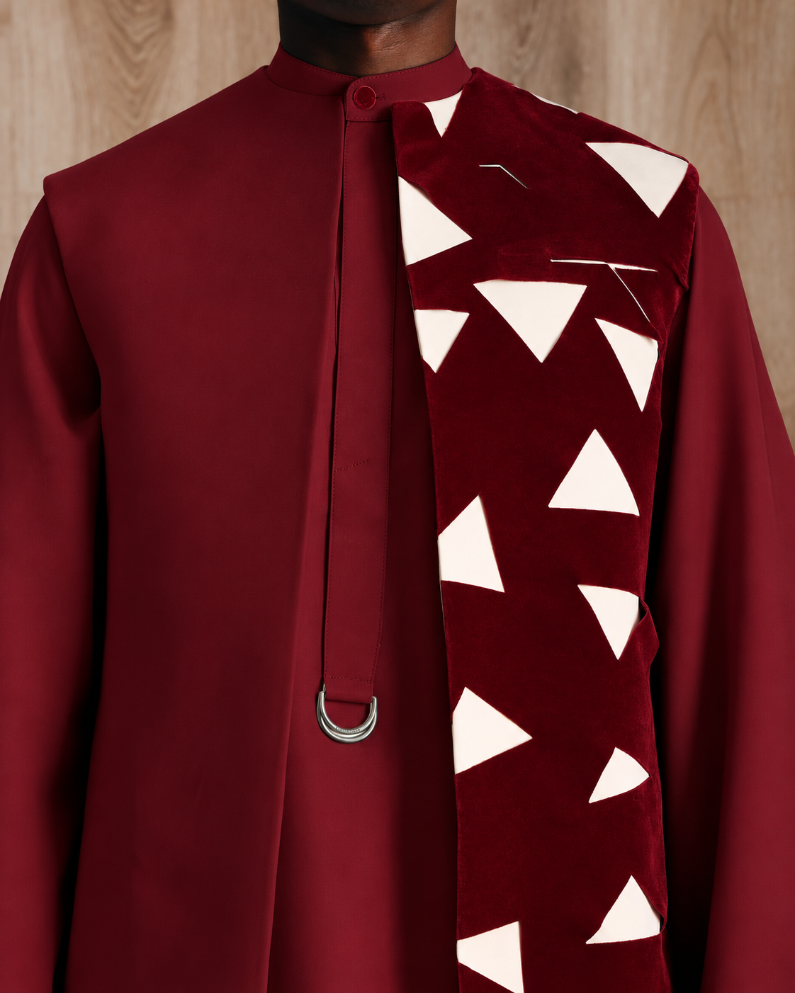Shop Laser Cut Burgundy Kimono - Deji & Kola Burgundy Kimono