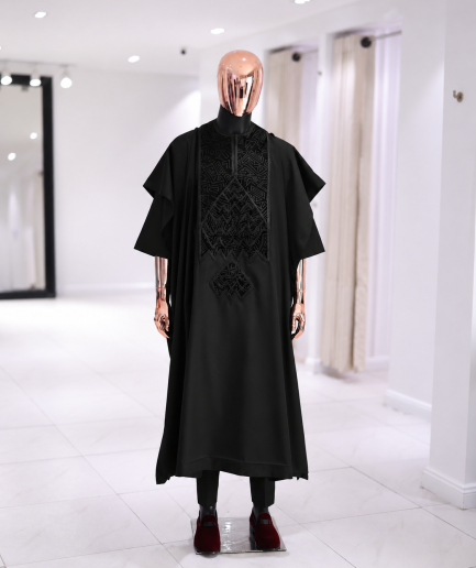 Black Alkebulan embroidery Agbada