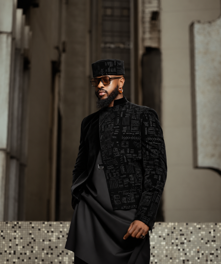 A black velvet jacket with kaftan