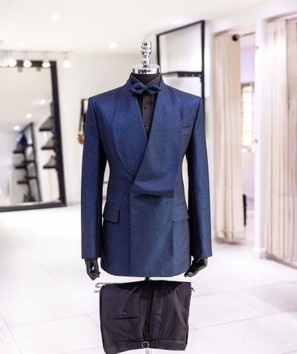 The "Monarch" – Navy Blue Shawl Lapel Tuxedo