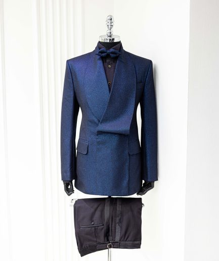 The "Monarch" – Navy Blue Shawl Lapel Tuxedo
