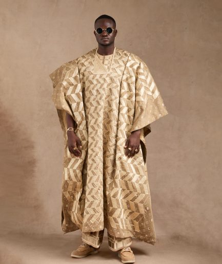 Champagne gold embroidered Agbada
