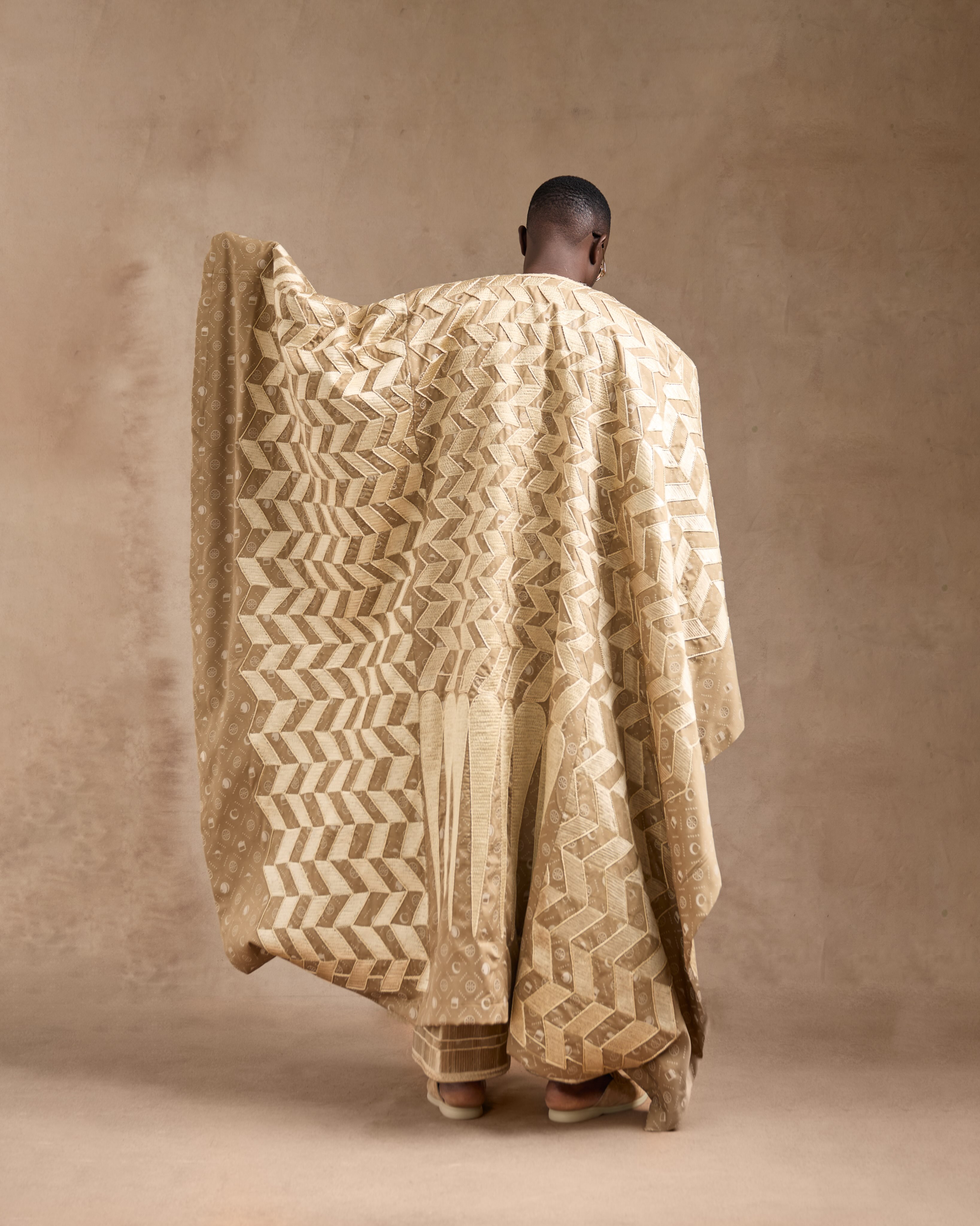 Buy Champagne Gold Embroidered Agbada for Men | Deji & Kola Champagne gold embroidered Agbada