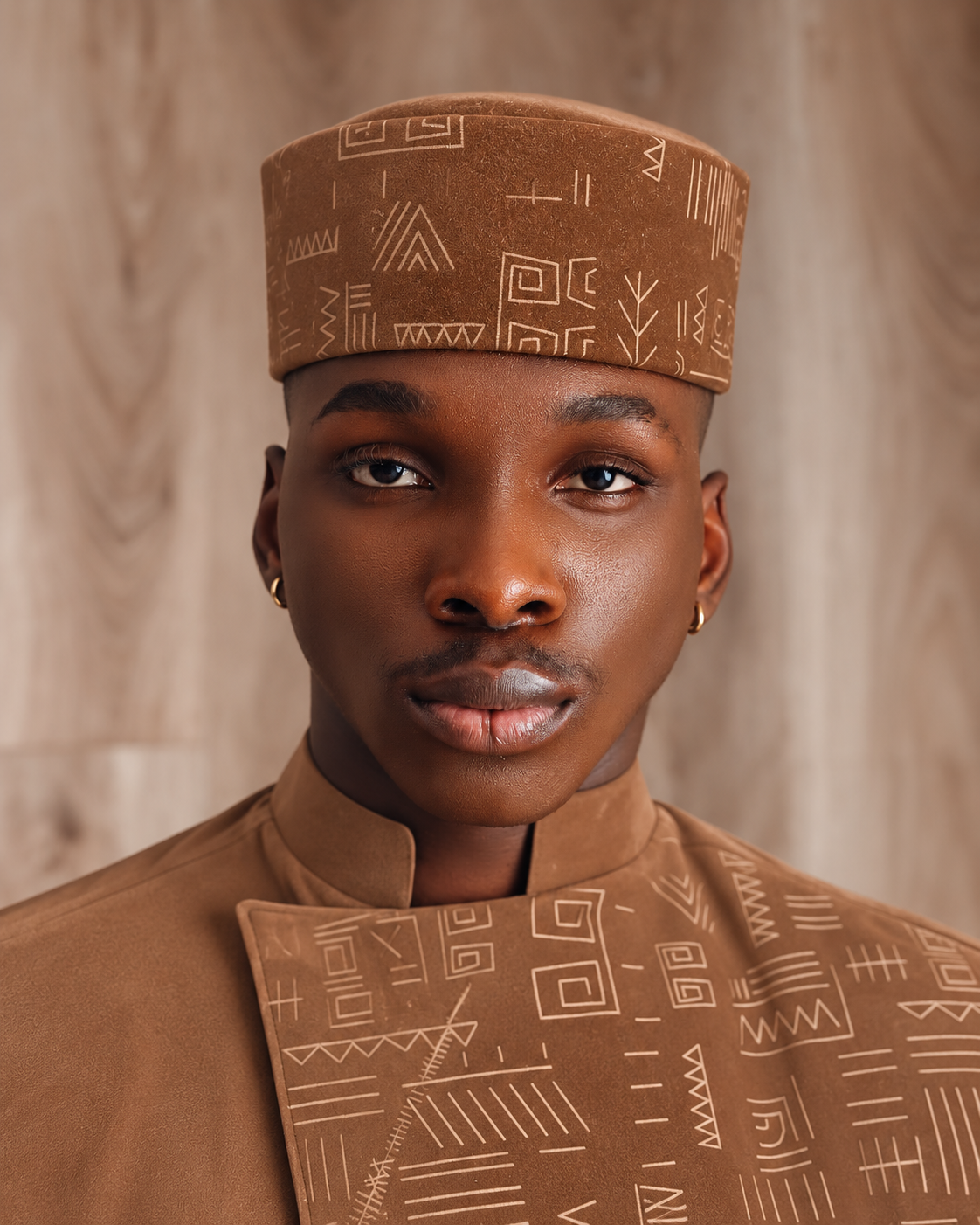 Shop Light Brown velvet jacket with kaftan - Deji & Kola A Light Brown velvet jacket with kaftan
