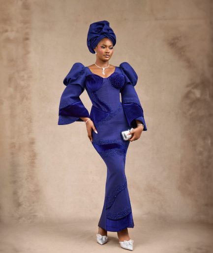 Royal Blue Aso-Oke Gown